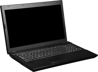 Laptop with blank screen isolatedon white