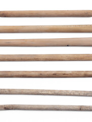 wooden long stick set isolated on white background