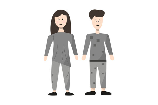 People, A Couple Of People In Similar Clothes, A Man And A Woman, Ordinary People On A White Background