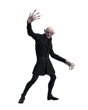 Vampire demon in taunting pose. 3d illustration isolated on transparent background.