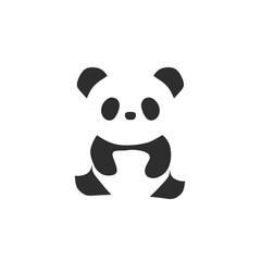 Illustration vector design of a cute baby panda in minimalist art style, Black and white. 