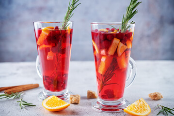 Cranberry orange sangria in a glass