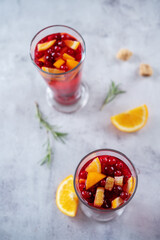 Cranberry orange sangria in a glass