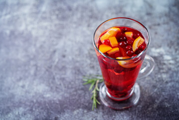 Cranberry orange sangria in a glass