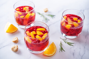 Cranberry orange sangria in a glass
