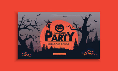 Halloween party web banner and social media post template
