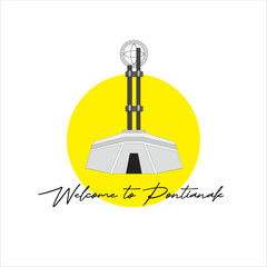 vector tugu khatulistiwa landmark of Pontianak City with text welcome to pontianak equator landmark