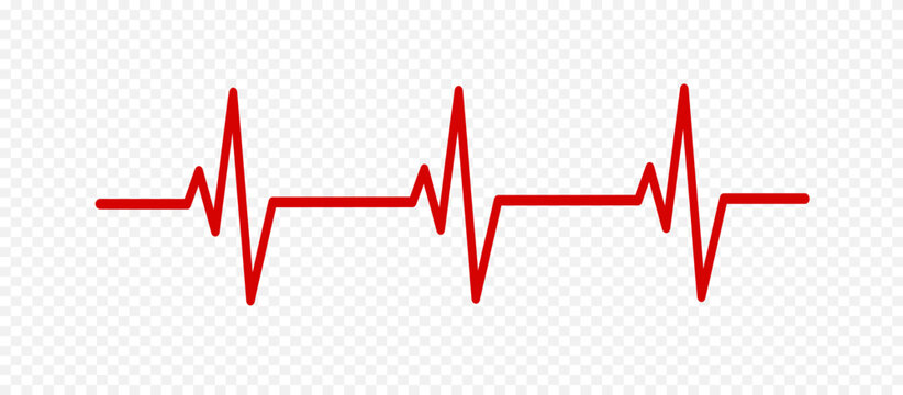 Red heartbeat line vector icon. Heart rhythm sign. Pulse icon.  Vector illustration.