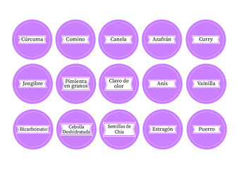 Etiquetas para condimentos, especieros, Rótulos, pegatina, insignia