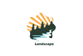 Illustration Vector graphic of Lake forest . fit for Landscape Emblem Logo Design etc.