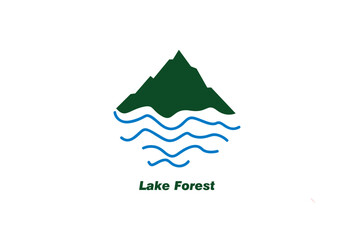 Illustration Vector graphic of minimalism Lake forest . fit for Landscape Emblem Minimalism Logo Design etc.