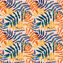 Floral seamless pattern, organic botanical texture, raster version
