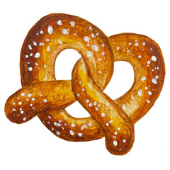 Watercolor clipart. Sweet pretzel with powder
