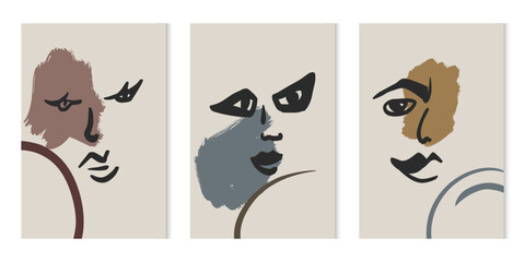 Abstract Surreal Portrait, Modern Boho Posters Bundle