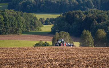 Fototapeta premium landscape with a tractor