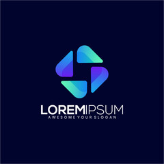 hexagon modern logo business gradient colorful