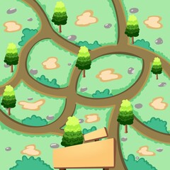 landscape with trees and birds