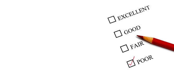 Check Mark for Excellent on Survey Form with Red Pencil for Business Success
