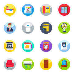 Pack of Home Accessories Flat Icons 

