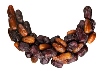 Arabian dates fruit arranged in shape of crescent moon.