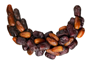 Arabian dates fruit arranged in shape of crescent moon.