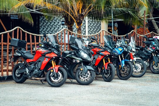 Motorcycles Parking Along The Roadside During Terengganu Bike Week Events.