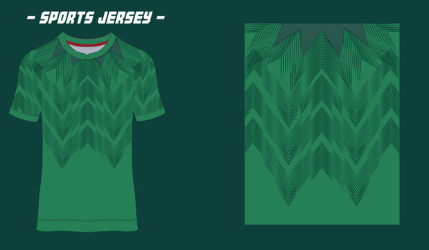 Set of soccer jersey or football kit template design for Mexico national football team. Front and back view soccer uniform. Mexico football t-shirt mock-up with flat logo. Vector Illustration