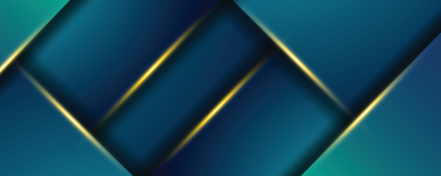 Turquoise Green And Blue Vector Overlap Layer On A Dark Space For Background Design With Gold Layers