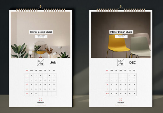 Interior Design Wall Calendar 2023 Layout