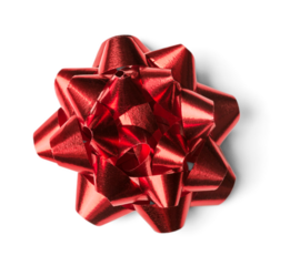 Ribbon bow isolated on white background. Christmas decoration.