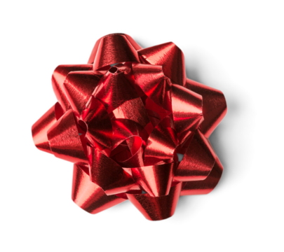 Ribbon bow isolated on white background. Christmas decoration.