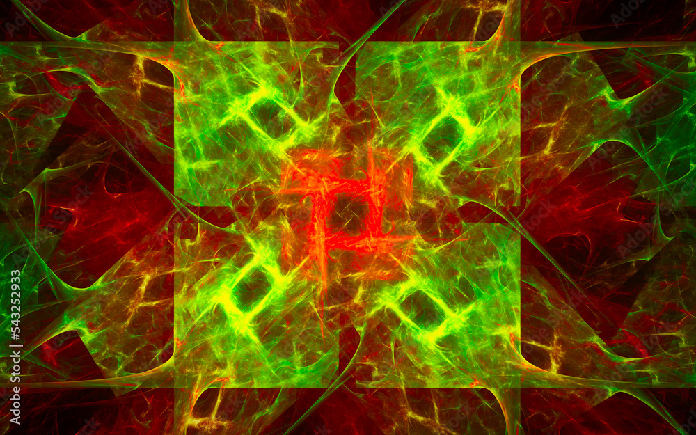 Aufkleber digital illustration abstract image generated fractal background image wallpaper pattern of various geometric shapes and lines of various colors for computer graphics or web design