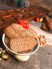 Christmas time, homemade Spekulatius cookies baking, Advent time, Christmas baking