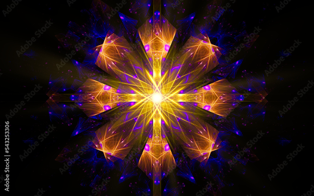 Aufkleber abstract illustration computer generated fantastic crystals of various shapes and shades on a black background for use in symbolism, signs for digital design and graphics