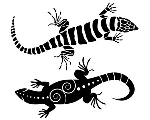 Black  lizard tattoo with pattern vector illustration