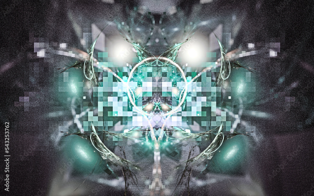 Aufkleber digital illustration abstract image generated fractal background image wallpaper pattern of various geometric shapes and lines of various colors for computer graphics or web design
