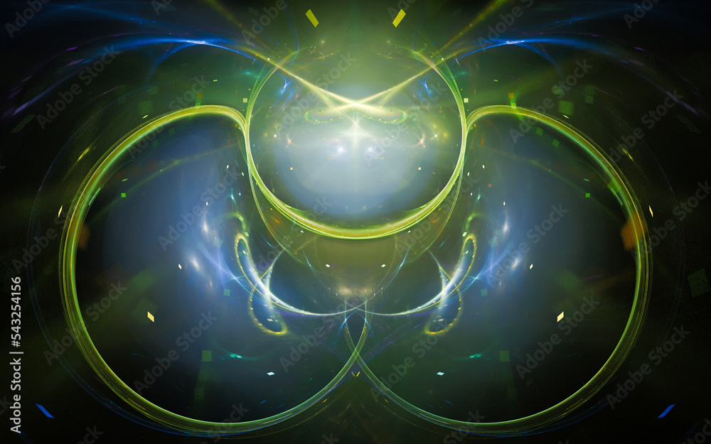 Aufkleber digital illustration abstract image generated fractal background image wallpaper pattern of various geometric shapes and lines of various colors for computer graphics or web design