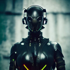 Sci-fi warrior with helmet