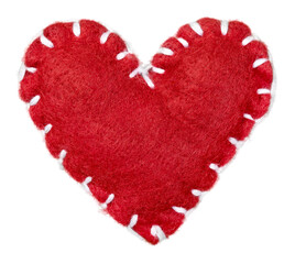 Red Heart Made of Fabric Isolated