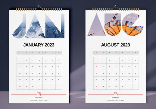Typography Wall Calendar 2023 Layout