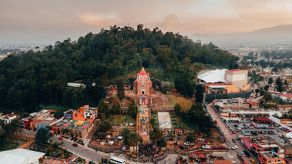 Aerial photography of the monumental offering of Metepec, State of Mexico