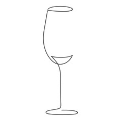 minimalist line design of champagne glass with transparent background
