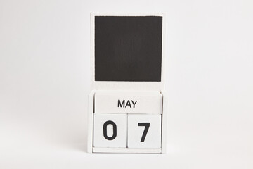 Calendar with the date May 7 and a place for designers. Illustration for an event of a certain date.