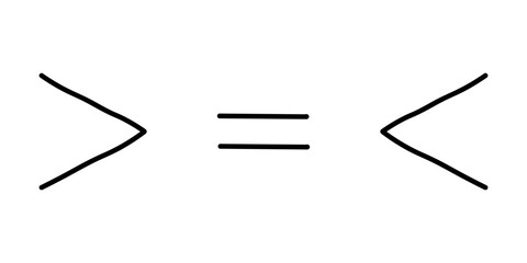 Less than greater than and equal symbol in mathematics. Inequality symbols