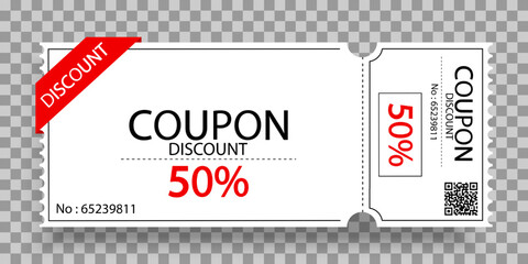 Coupon cards ,tickets,gift vouchers or certificates.Discount voucher .Discount coupon template.Ticket card of promotion sale for website and social media. Set of coupons on transparent background.