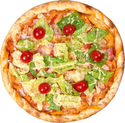 Pizza on a white background. Top view. Very high quality photo