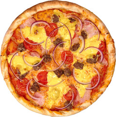 Pizza on a white background. Top view. Very high quality photo