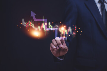 Trading stock online concept, Businessman trading stock market on visual screen technology trade