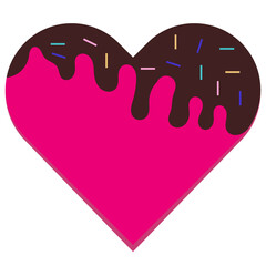 pink heart with melted dripping chocolate