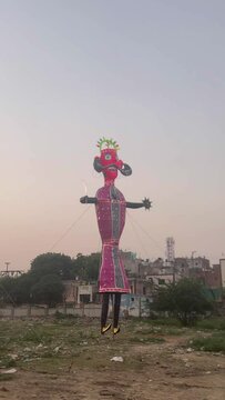 Handmade ravan statue made by paper and wood